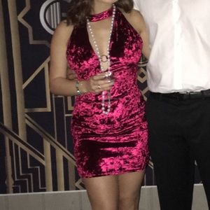 Dark red suede dress